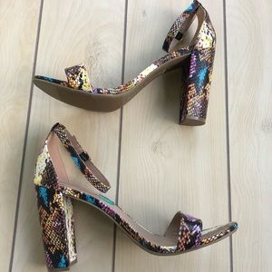 Madden Girl multi snakeskin high heel sandal